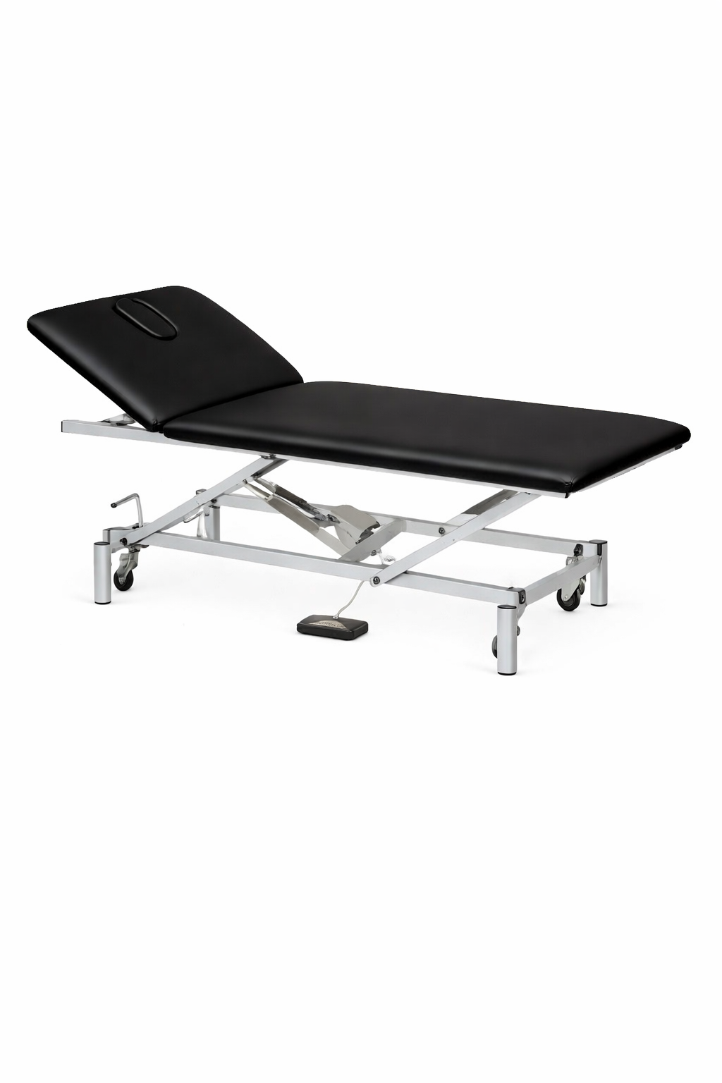 Camillla hidráulica de dos secciones y agujero facial con tapón