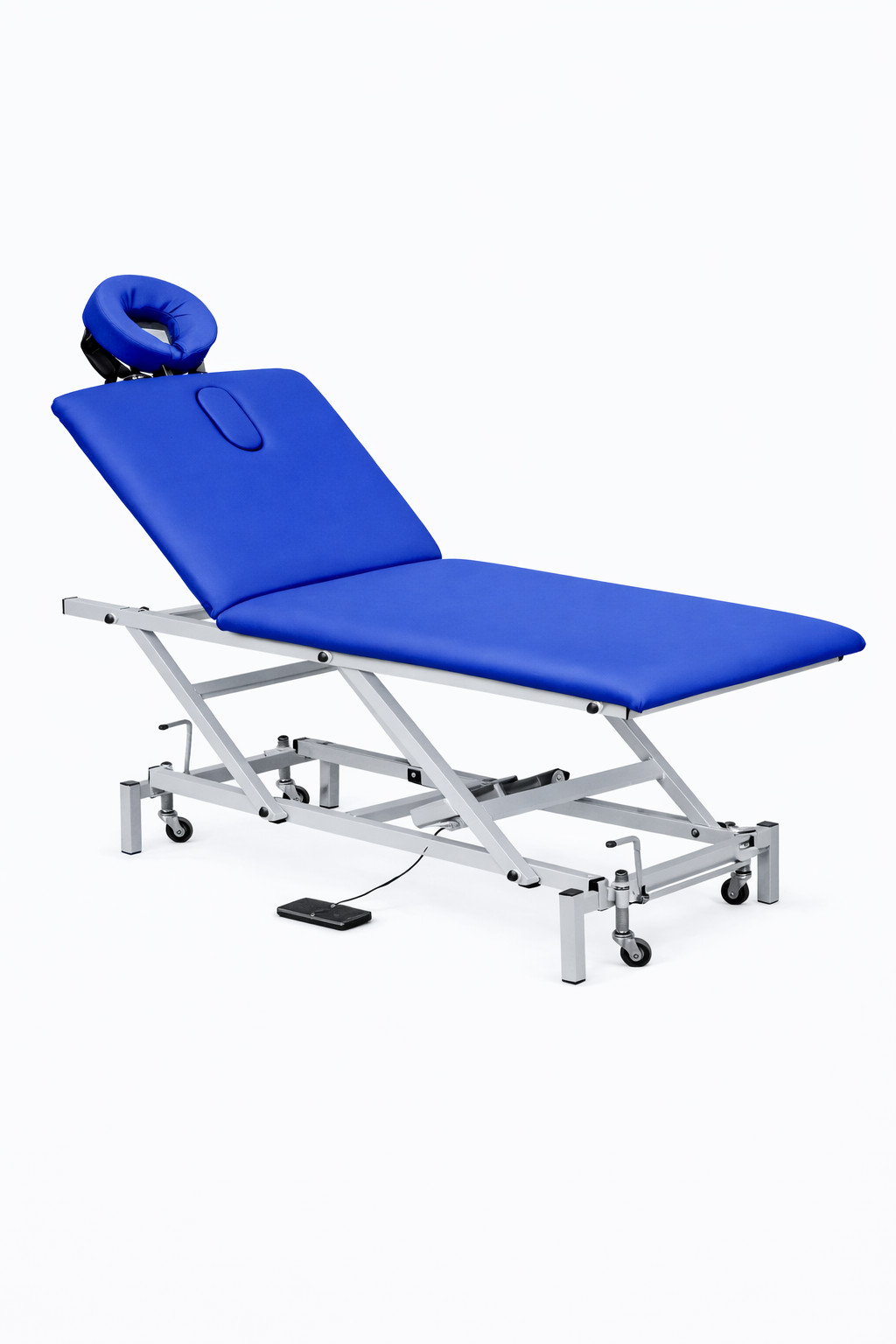 Camilla eléctrica con pedal neumático 2 secciones + cabezal multiposturas + pistón gas respaldo