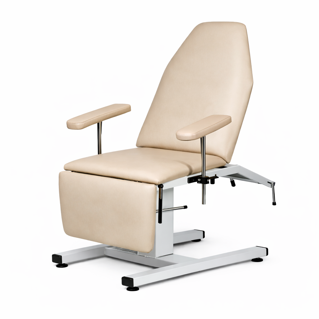 Sillón de tratamientos con tubo de acero cromado