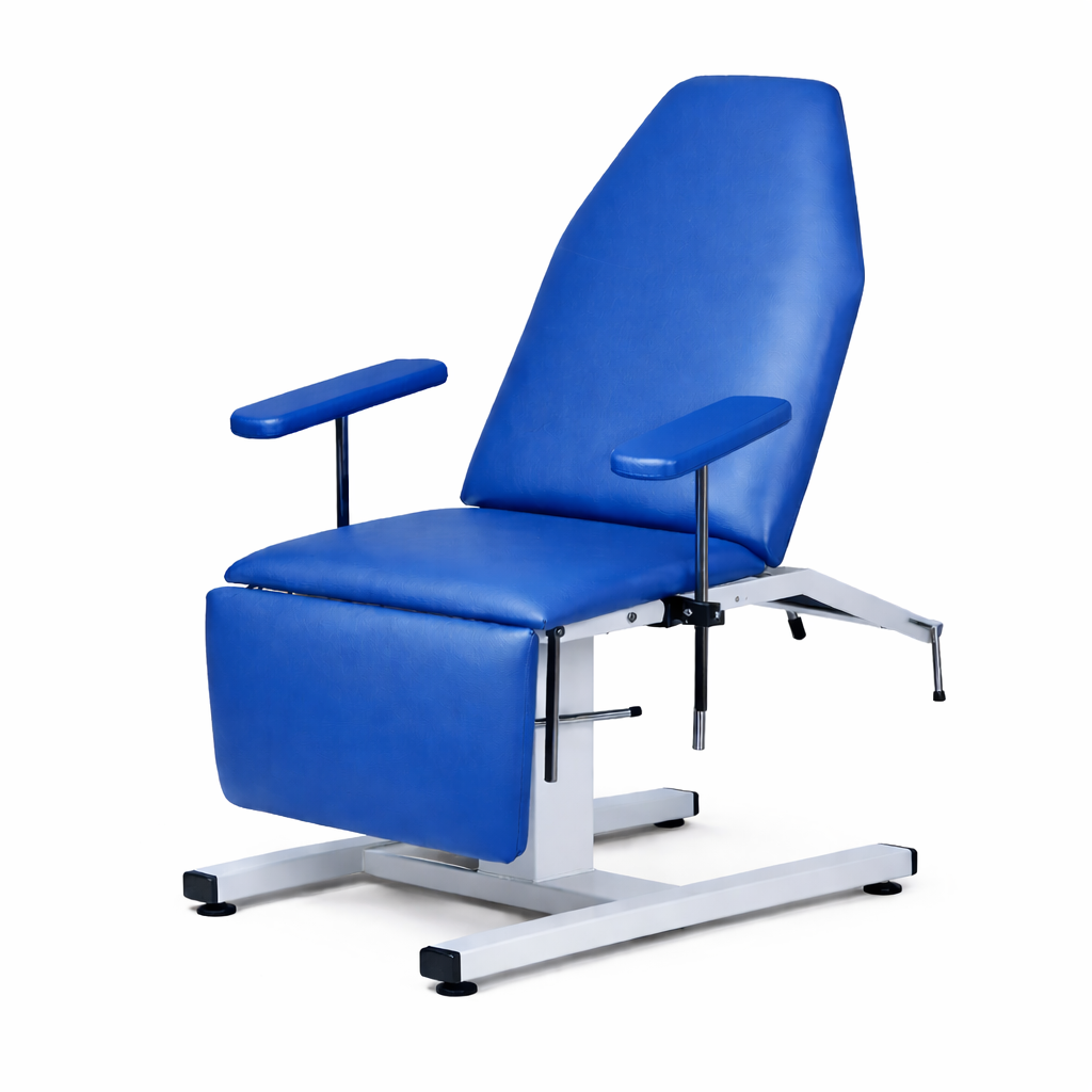 Sillón de tratamientos con tubo de acero cromado