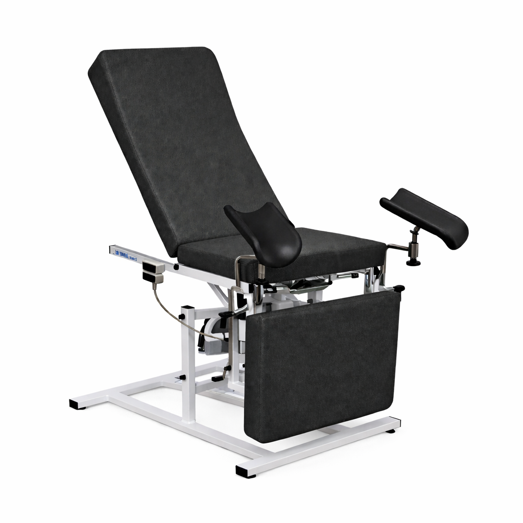 Camilla de ginecología eléctrica, 3 secciones, 2 motores y perneras