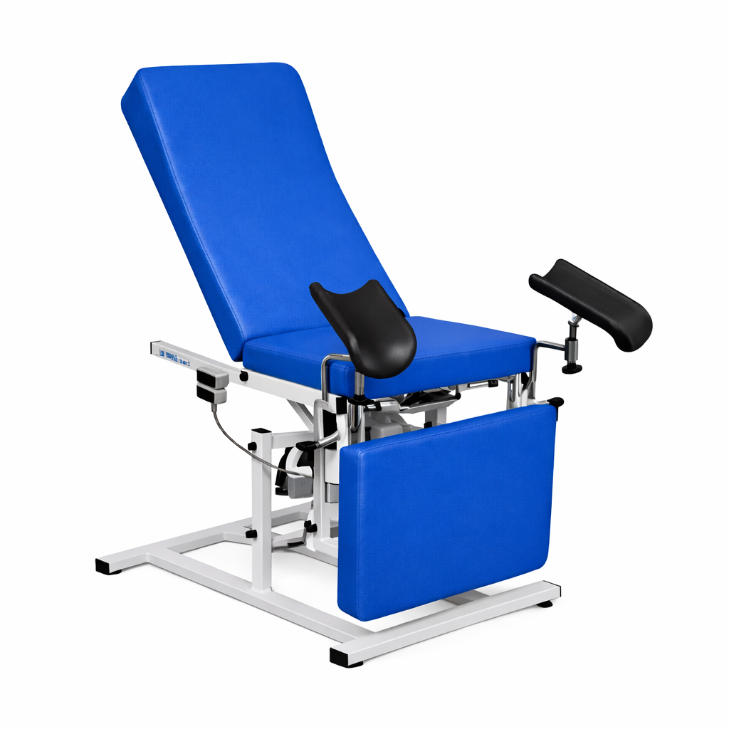 Camilla de ginecología eléctrica, 3 secciones, 2 motores y perneras