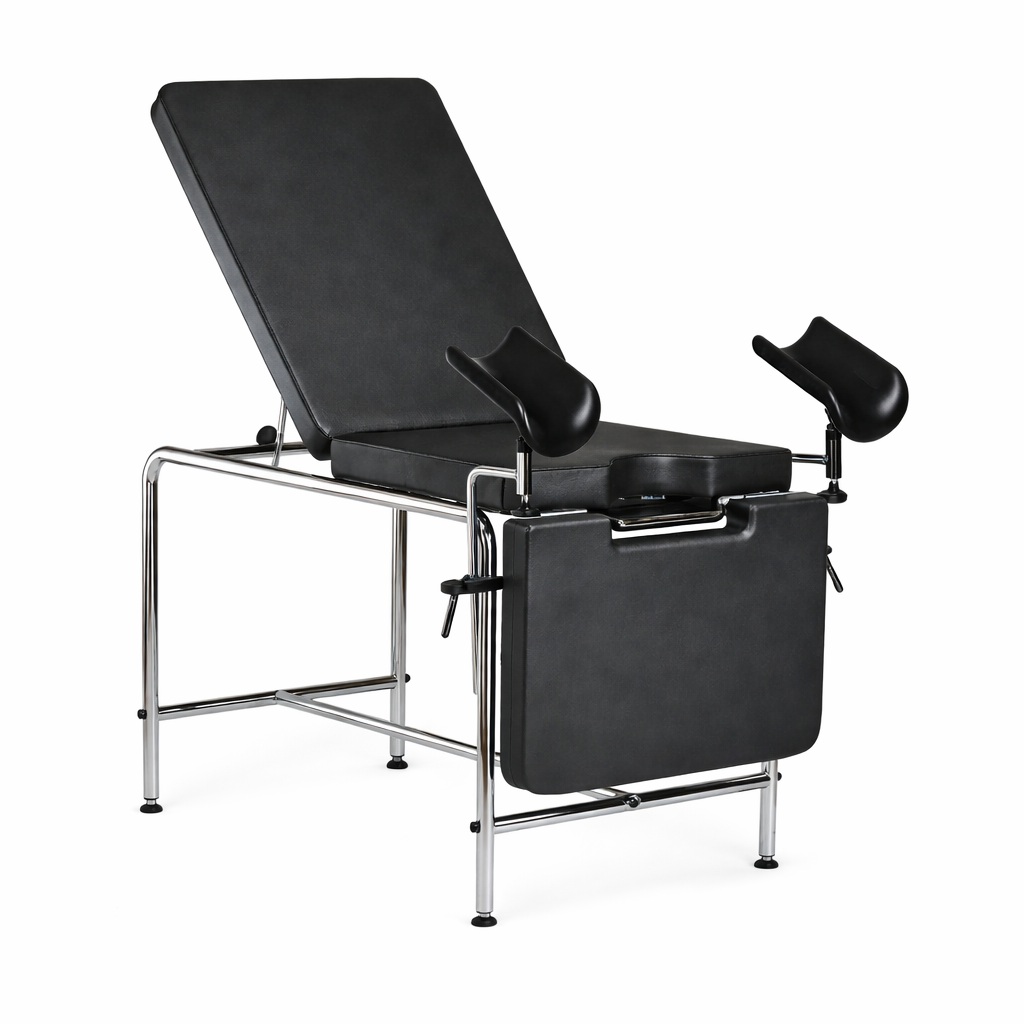 Camilla de ginecología manual, 3 secciones con perneras