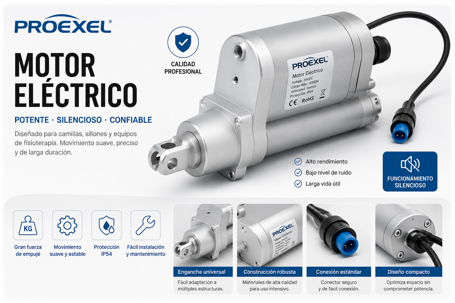 Motor Eléctrico de Recambio para Camillas | Mobiliario Sanitario Proexel