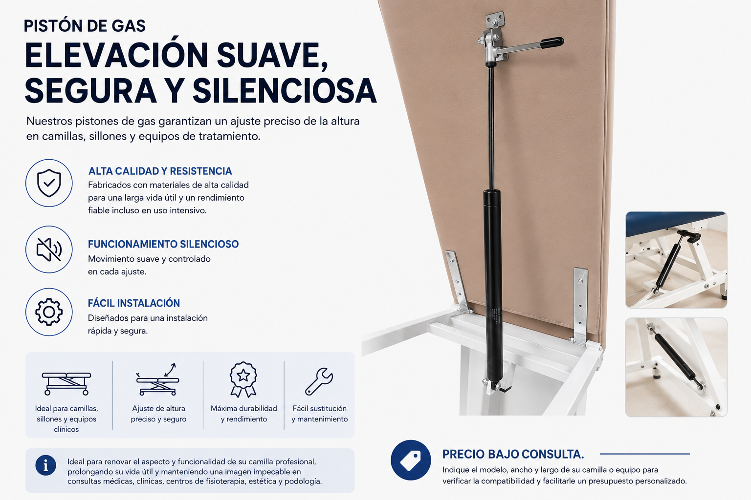 Pistón de Gas de Recambio para Camillas